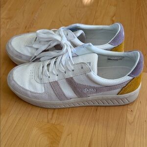 Gola White and Lavender 8.5 Sneakers with Mustard Accents